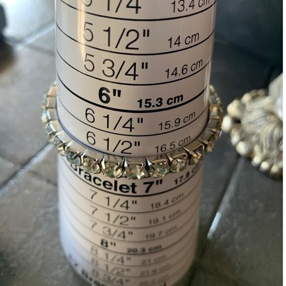 Erimish Beaded Bracelet and Clear Crystal Bracelet SET of 2 Stretch, Stamped - Picture 4 of 5